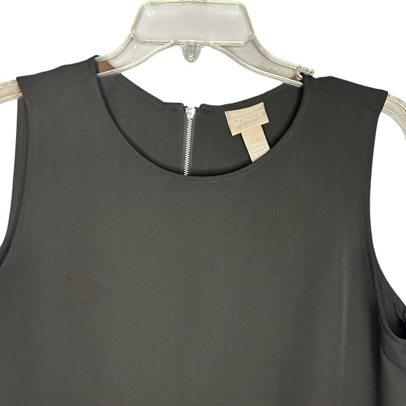 Chico’s Black Classic Shell Tank Top Zip Back Size 1 Medium - Picture 5 of 11
